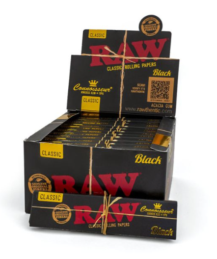 Raw Black Connoisseur KS+tips box/24