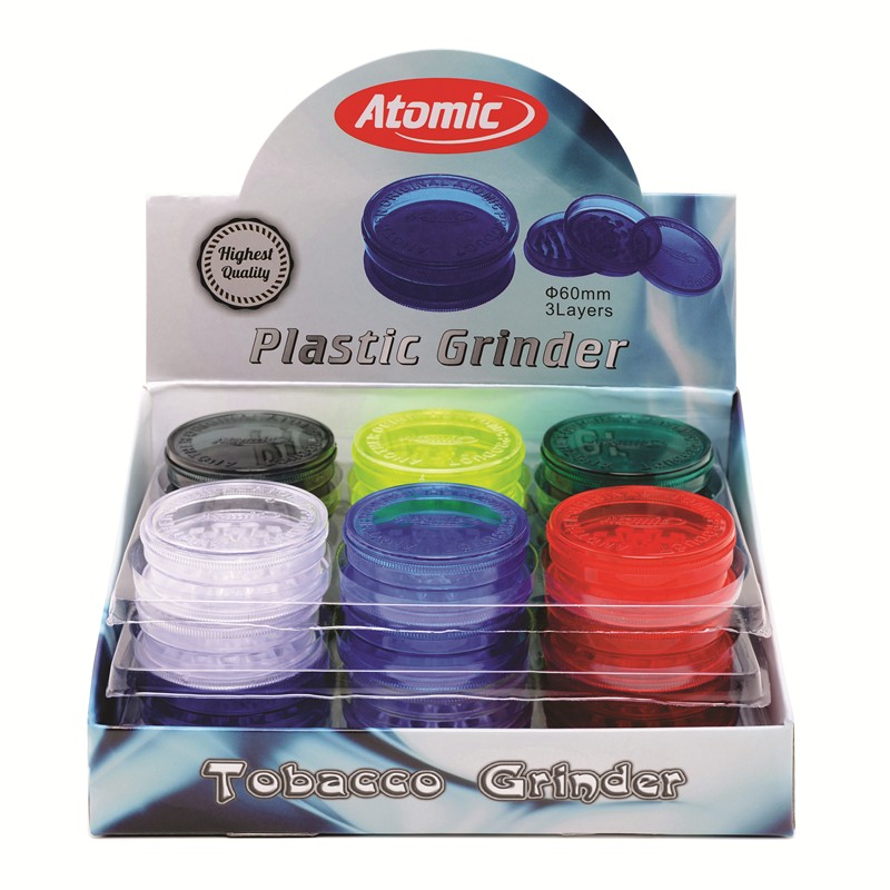 Plastic Grinder ø60mm 3 Parts 6 Colors Assorted DP/24